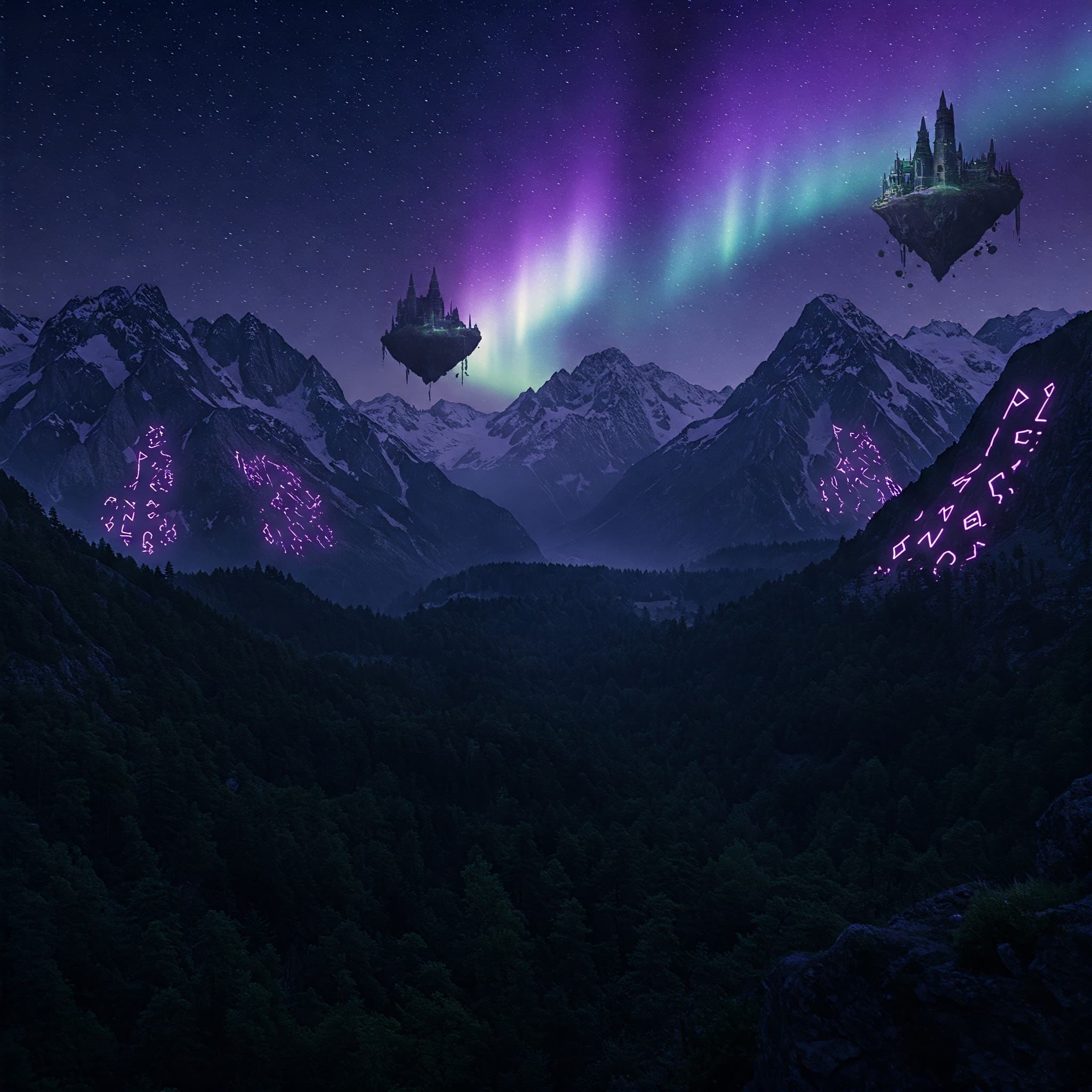 Fantasy landscape with mountains and castle